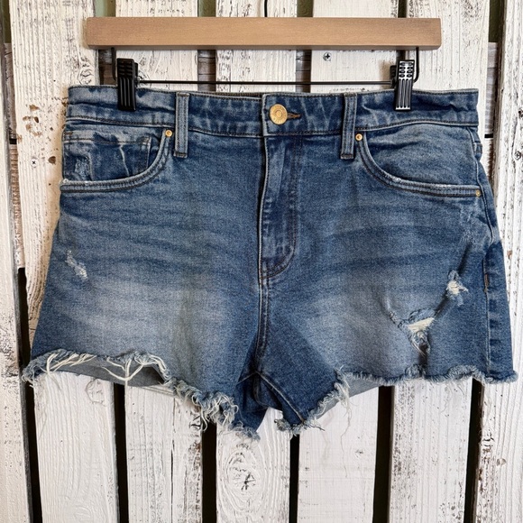 KUT from the Kloth Jane High Rise Cut Off Blue Jean Shorts Women’s 8 Distressed - Picture 1 of 9